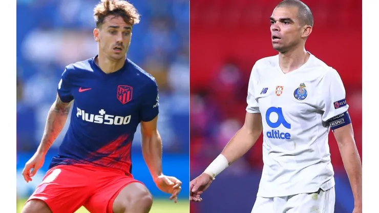 Griezmann of Atletico Madrid (left) and Pepe of FC Porto (right) (Getty)