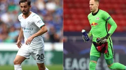 Joao Cancelo of Manchester City (left) and Peter Gulacsi of RB Leipzig (right) (Getty)