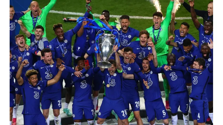 César Azpilicueta lifts the UEFA Champions League trophy after Chelsea beat Manchester 1-0 in the final match, a game that pitted two of the world's most valuable clubs against each other.