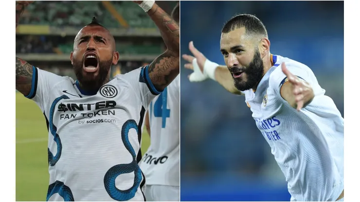 Arturo Vidal of Inter Milan (left) and Karim Benzema of Real Madrid (Getty).