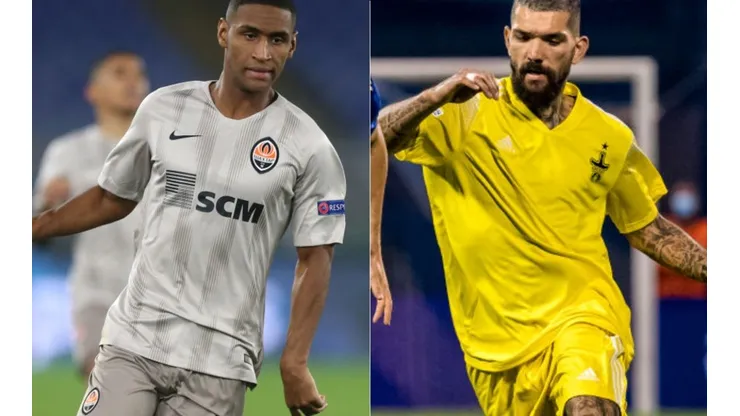 Tete of Shakhtar Donetsk (left) and Dimitris Kolovos of FC Sheriff (right) (Getty)