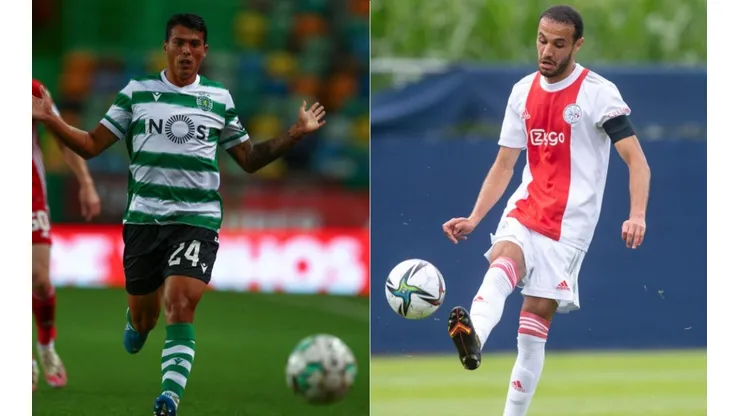 Pedro Porro of Sporting CP (left) and Noussair Mazraoui of Ajax (right) (Getty)