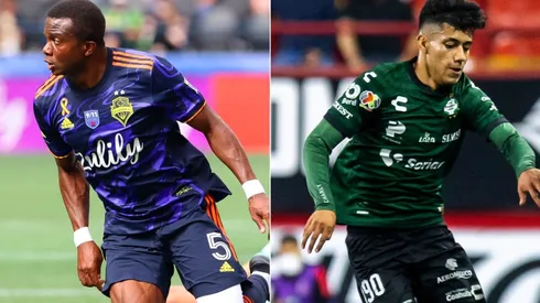 Nouhou of Seattle Sounders (left) and Omar Campos of Santos Laguna (Getty).