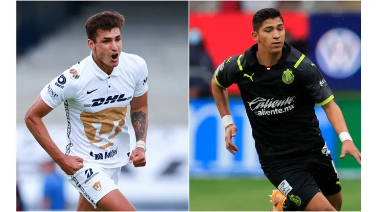 Juan Dinneno of Pumas UNAM (left) and Angel Saldivar of Chivas (Getty).