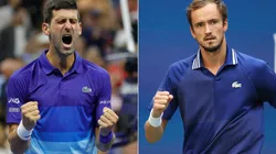 Novak Djokovic of Serbia (left) and Daniil Medvedev of Russia (right). (Getty)