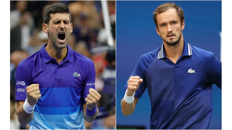 Novak Djokovic of Serbia (left) and Daniil Medvedev of Russia (right). (Getty)