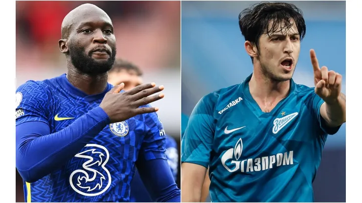 Romelu Lukaku of Chelsea (left) and Sardar Azmoun of Zenit (right). (Getty)