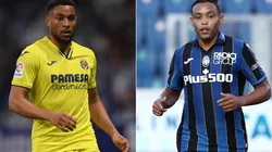 Arnaut Danjuma of Villarreal (left) and Luis Muriel of Atalanta (right). (Getty)
