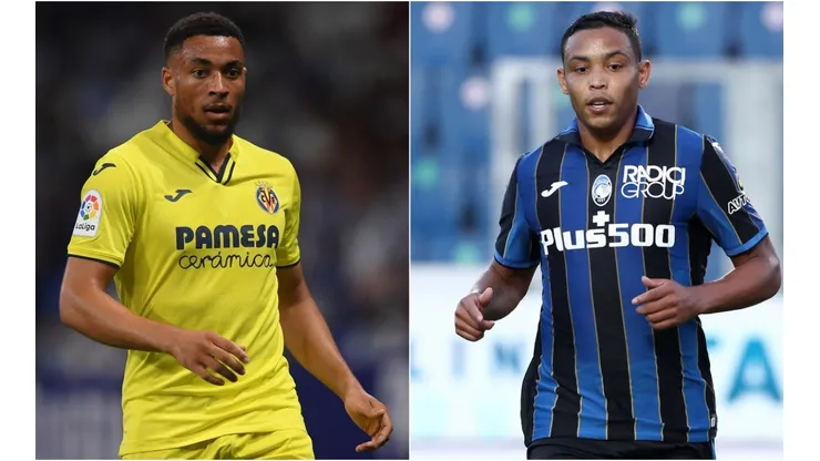 Arnaut Danjuma of Villarreal (left) and Luis Muriel of Atalanta (right). (Getty)