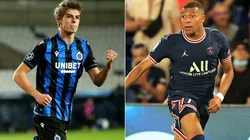 Charles De Ketelaere of Club Brugge (left) and Kylian Mbappe of PSG (Getty).