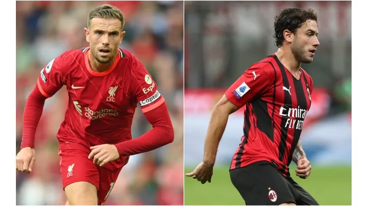 Jordan Hederson of Liverpool (left) and Davide Calabria of AC Milan (Getty).