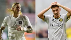 Brek Shea of Inter Miami (left) and Pedro Santos of Columbus Crew. (Getty)