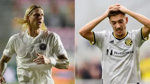 Brek Shea of Inter Miami (left) and Pedro Santos of Columbus Crew. (Getty)