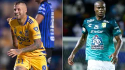 Nicolas Lopez of Tigres (left) and Jaine Barreiro of Leon. (Getty)