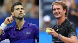 Novak Djokovic of Serbia (left) and Alexander Zverev of Germany (right). (Getty)