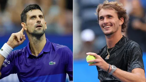 Novak Djokovic of Serbia (left) and Alexander Zverev of Germany (right). (Getty)