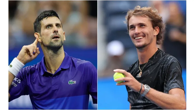 Novak Djokovic of Serbia (left) and Alexander Zverev of Germany (right). (Getty)