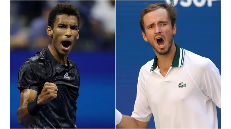 Felix Auger-Aliassime of Canada (left) and Daniil Medvedev of Russia (right). (Getty)