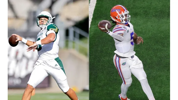 Cade Fortin, Quarterback of South Florida (left) and Emory Jones, Quarterback of Florida Gators (right) (Getty)