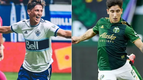 Ryan Gauld of Vancouver Whitecaps (left) and Claudio Bravo of Portland Timbers (right). (Vancouver Whitecaps FC & Portland Timbers @ Facebook)