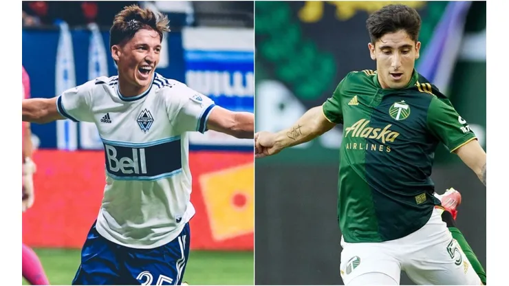 Ryan Gauld of Vancouver Whitecaps (left) and Claudio Bravo of Portland Timbers (right). (Vancouver Whitecaps FC & Portland Timbers @ Facebook)