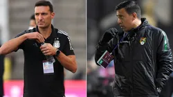 Argentina head coach Lionel Scaloni (left) and Bolivia manager Cesar Farias. (Getty)