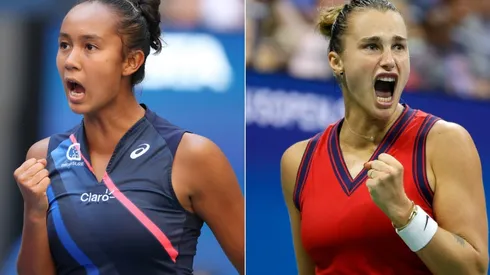 Leylah Fernandez of Canada (left) and Aryna Sabalenka of Belarus (right). (Getty)