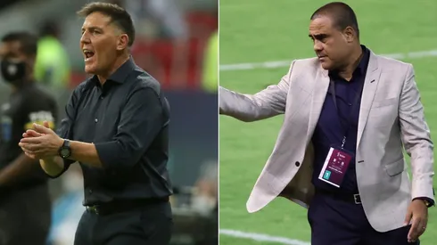 Paraguay coach Eduardo Berizzo (left) and Venezuela interim boss Leo Gonzalez. (Getty)