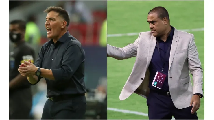 Paraguay coach Eduardo Berizzo (left) and Venezuela interim boss Leo Gonzalez. (Getty)
