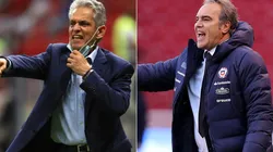 Colombia manager Reinaldo Rueda (left) and Chile coach Martin Lasarte. (Getty)
