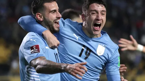 Uruguay players celebrate vs Ecuador (Getty).