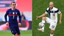 Griezmann of France (left) and Teemu Pukki of Finland (right) (Getty)