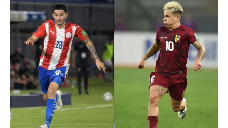 Mathias Villasanti of Paraguay (left) and Soteldo of Venezuela (right) (Getty)