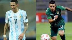 Angel di Maria of Argentina (left) and Henry Vaca of Bolivia (right) (Getty)