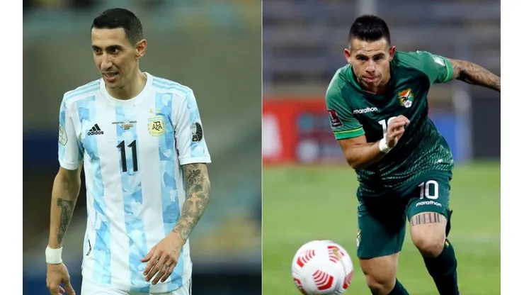 Angel di Maria of Argentina (left) and Henry Vaca of Bolivia (right) (Getty)