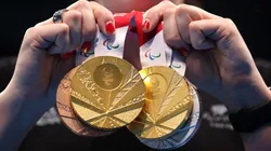 A detailed view of the Tokyo 2020 Paralympic Games medals. (Getty)