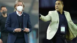 Peru coach Ricardo Gareca (left) and Venezuela interim manager Leonardo Gonzalez. (Getty)