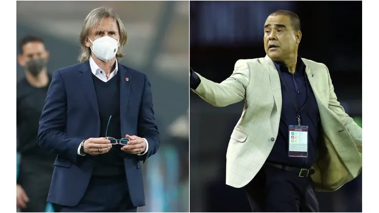 Peru coach Ricardo Gareca (left) and Venezuela interim manager Leonardo Gonzalez. (Getty)