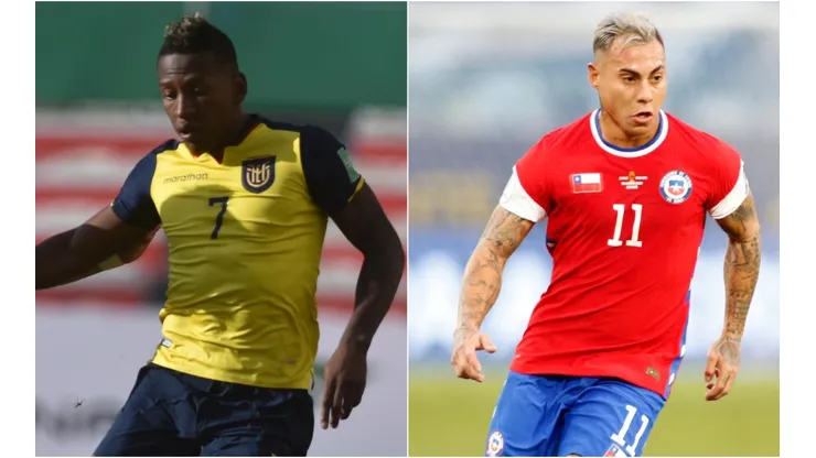 Pervis Estupiñan of Ecuador (left) and Eduardo Vargas of Chile (Getty).
