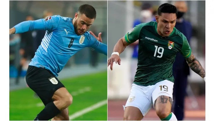 Nahitan Nandez of Uruguay (left) and Carmelo Algarañaz of Bolivia (Getty).
