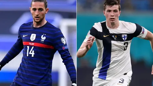 Adrien Rabiot of France (left) and Daniel O'Shaughnessy of Finland (right). (Getty)