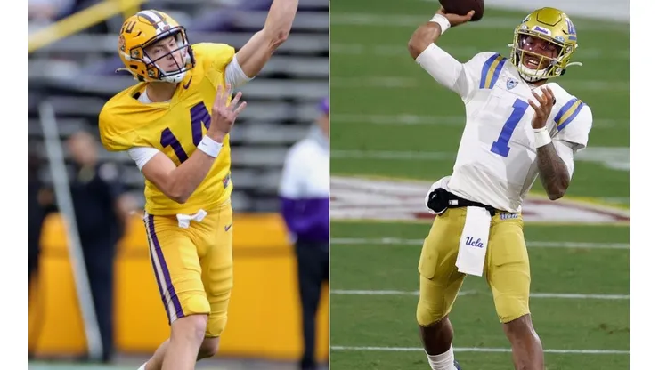 Max Johnson of LSU Tigers (left) and Dorian Thompson-Robinson of UCLA Bruins (right) (Getty)