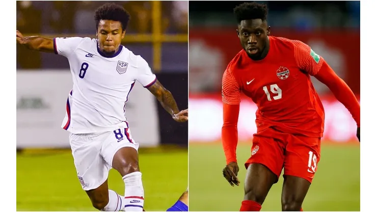 Weston McKennie (left) & Alphonso Davies. (Getty)