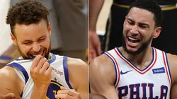 Stephen Curry (left) & Ben Simmons. (Getty)