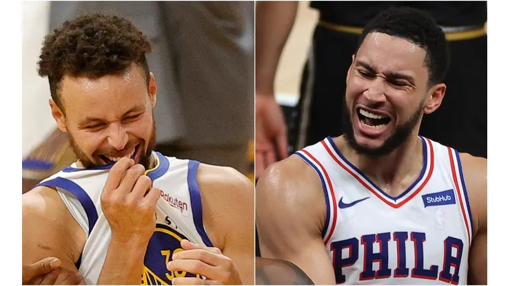 Stephen Curry (left) & Ben Simmons. (Getty)