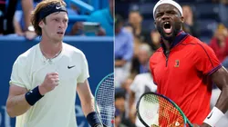 Andrey Rublev of Russia (left) and Frances Tiafoe of the United States (right). (Getty)