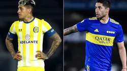 Gaston Avila of Rosario (left) and Alan Varela of Boca Juniors (right). (Getty)