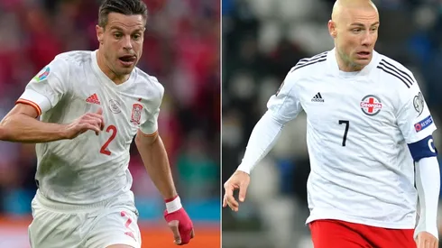 Cesar Azpilicueta of Spain (left) and Jaba Kankava of Georgia (right). (Getty).jpg