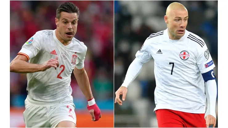 Cesar Azpilicueta of Spain (left) and Jaba Kankava of Georgia (right). (Getty).jpg