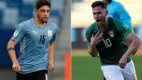Federico Valverde of Uruguay (left) and Fernando Saucedo of Bolivia. (Getty)